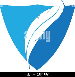 Feather pen write sign logo template app icons Stock Vector