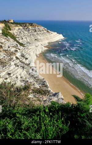 Stair of the Turks (Turkish Steps or Stairs) white rock and cliff formation near Agrigento in Sicily, Italy Stock Photo