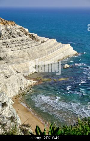 Stair of the Turks (Turkish Steps or Stairs) white rock and cliff formation near Agrigento in Sicily, Italy Stock Photo