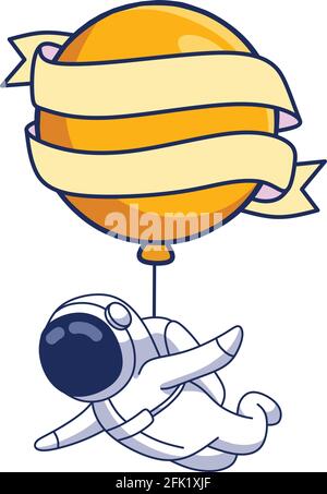 Cute Astronaut flying cartoon illustration Stock Vector