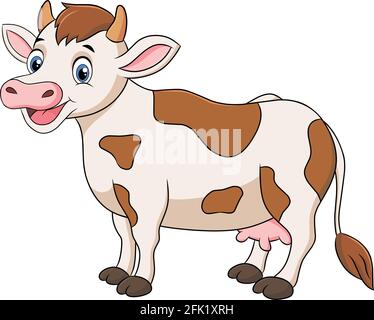 Cute Cow Cartoon illustration art Stock Vector