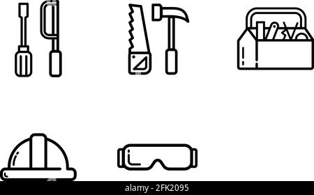 carpenter icon set Stock Vector