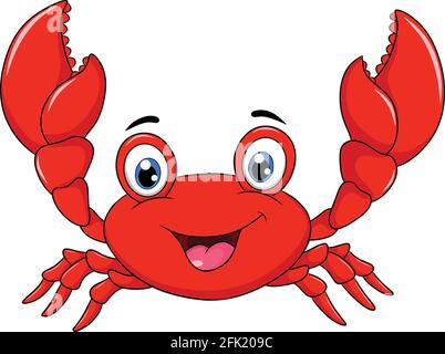 Cute Happy Crab cartoon illustration Stock Vector