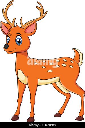 Cute Deer animal cartoon illustration Stock Vector