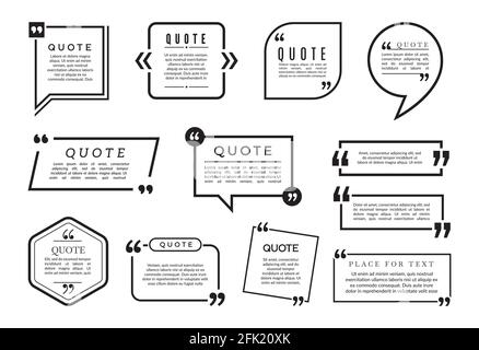 Quote bubbles set. Vector text boxes templates. Different blog frames collection Stock Vector