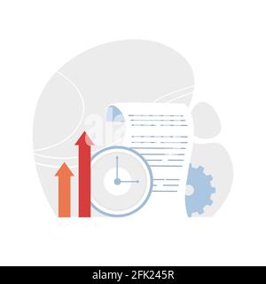 Successfully organizing tasks at paper and appointments on time. Set of tools for effective time management and multitasking at work. Flat cartoon Stock Vector