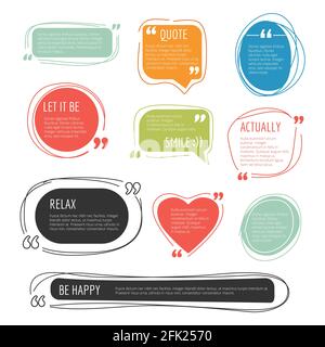 Quote frames. Text blog colorful information blocks sticky labels for web pages vector templates Stock Vector