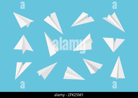 Paper plane. Rockets jet aircraft air transport from paper 3d origami style vector collection Stock Vector