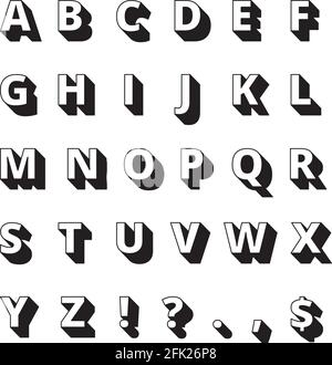 Alphabet long shadows. Font bold letters vector flat collection Stock Vector