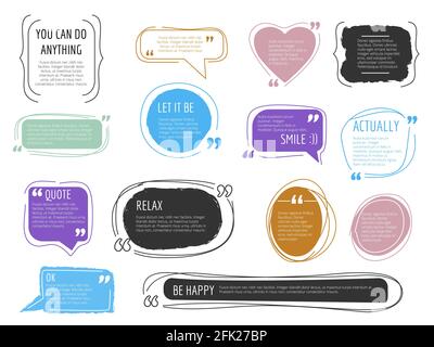 Message frames. Quote boxes colorful design templates modern creative block for text vector trendy vector labels Stock Vector