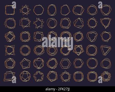 Geometric frames set. Polygon shapes and borders creative lined abstract stylized forms triangles vector set Stock Vector