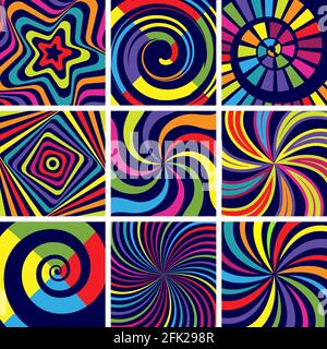 Hypnotic colored shapes. Abstract round spiral modern background vector wallpaper for psychology clinic Stock Vector