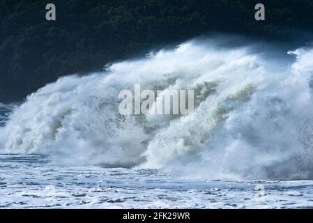 Breaking wave in Castelhanos Beach, Ilhabela, Brazil Stock Photo