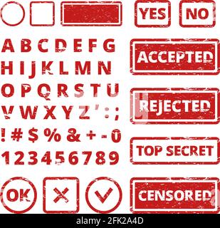 Stamp concepts. Vector grunge letters in frames rejected and approved words for rubber stamp vector template Stock Vector