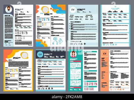 Resume design. Corporate business profile cv for printing vector curriculum page Stock Vector