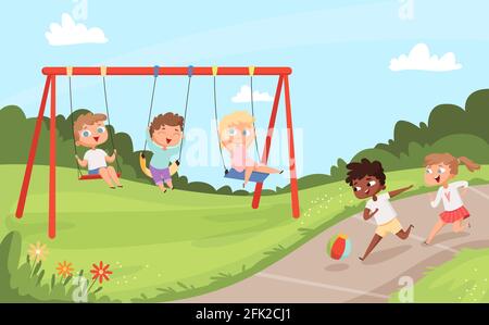 Children Kids Clipart-boy playing outdoors on a swing make from a