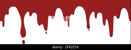 Paint dripping background. Isolated current red ink or blood vector seamless pattern Stock Vector