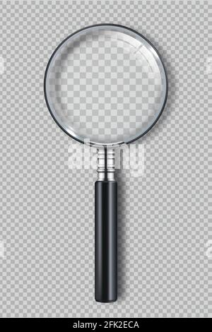 Magnifying glass. Zoom realistic symbols vector detective item Stock Vector