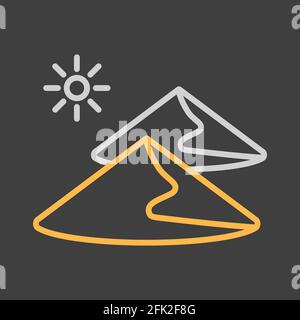 Sand dunes vector icon on dark background. Nature sign. Graph symbol for travel and tourism web site and apps design, logo, app, UI Stock Vector