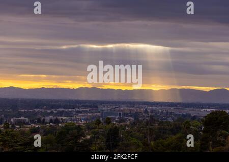 Light rays through the clouds Stock Photo