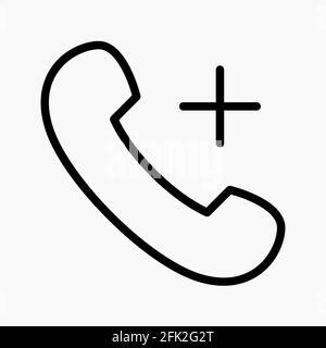 Add Call icon. Thin linear add call outline sign isolated on white background with black outline Stock Vector