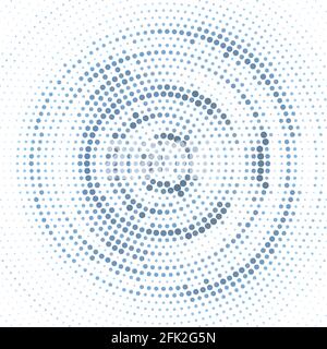 Abstract bluish grey dotted circle with halftone effect. Simple vector graphic pattern Stock Vector