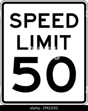 Speed Limit 50 Official US Road Sign Illustration Stock Photo