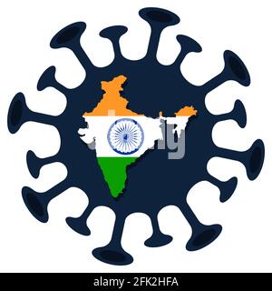 India map coronavirus prevention. India flag with corona virus Symbol, covid 2019, vector illustration. Stock Vector