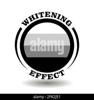 Circle vector icon for Korean cosmetics with whitening effect symbols. Round sign for package labeling of skin care products with anti-tan SPF protect Stock Vector