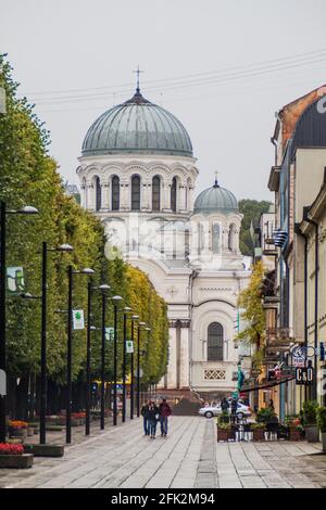 KAUNAS, LITHUANIA - AUGUST 16, 2016: St. Michael the Archangel Church in Kaunas Lithuania Stock Photo