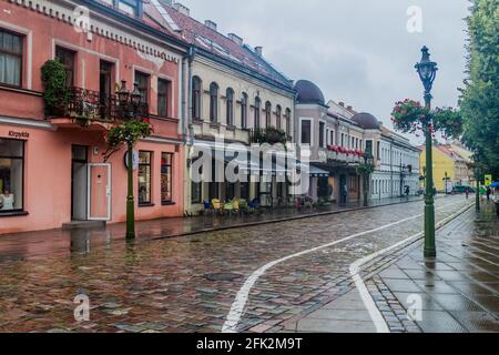 KAUNAS, LITHUANIA - AUGUST 16, 2016 Cobbled street in Kaunas Lithuania Stock Photo