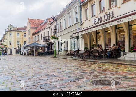 KAUNAS, LITHUANIA - AUGUST 16, 2016: View of Vilniaus gatve street in Kaunas, Lithuania Stock Photo