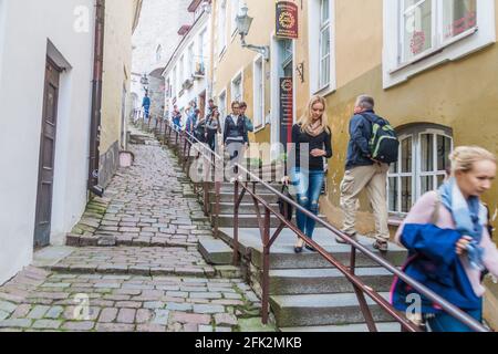 TALLINN, ESTONIA - AUGUST 22, 2016: Luhike jalg street in the Old Town in Tallinn, Estonia Stock Photo