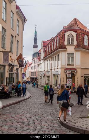 TALLINN, ESTONIA - AUGUST 22, 2016: Narrow cobbled streets in the Old Town in Tallinn, Estonia Stock Photo