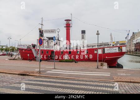 HELSINKI, FINLAND - AUGUST 25, 2016: Light vessel Relandersgrund, which works as a restaurant today Stock Photo