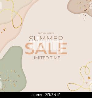 Summer Sale Natural Background with Paper Cut Background. Vector Illustration Stock Vector