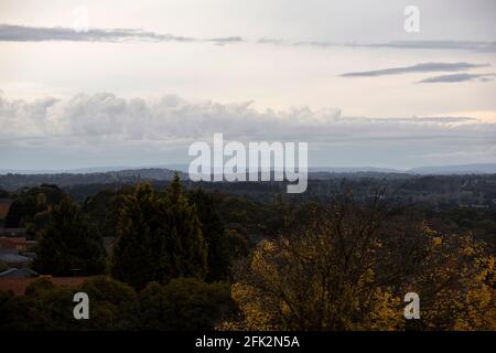 Autumn view over Melbourne eastern suburbs. Stock Photo