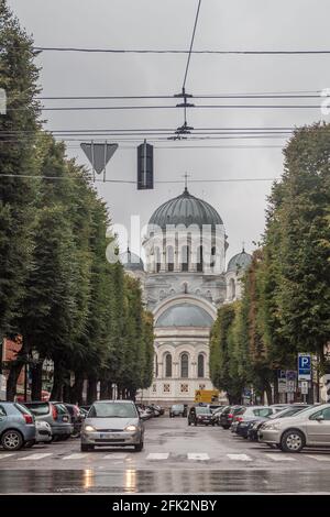 KAUNAS, LITHUANIA - AUGUST 17, 2016: St. Michael the Archangel Church in Kaunas Lithuania Stock Photo