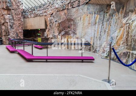 HELSINKI, FINLAND - AUGUST 25, 2016: Interior of Temppeliaukion Church known also as Rock Church in Helsinki, Finland Stock Photo