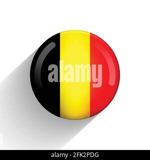 Glass light ball with flag of Belgium. Round sphere, template icon. Belgian national symbol. Glossy realistic ball, 3D abstract vector illustration Stock Vector