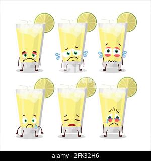 Lemonade cartoon in character with sad expression. Vector illustration Stock Vector