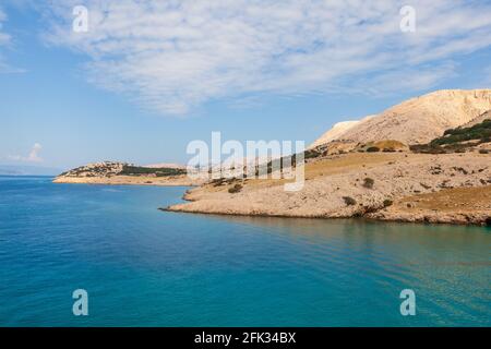 View of the Stara Baska coast during the summer time, Krk island. Croatia Stock Photo