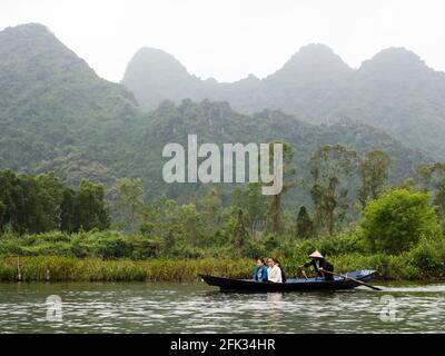 Huong Son, Vietnam - March 8, 2016: Scenic landscape on the way to Perfume Pagoda, a popular day trip from Hanoi Stock Photo