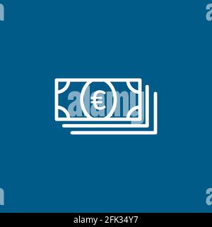 Money Line Icon On Blue Background. Blue Flat Style Vector Illustration. Stock Vector