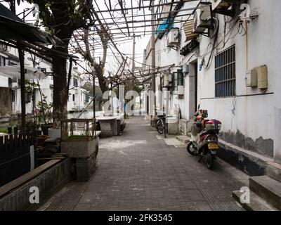 Suzhou, China - March 23, 2016: Peaceful moment in the courtyard of Suzhou old town Stock Photo