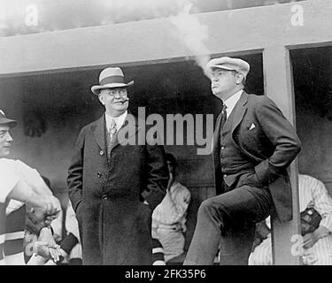 Ban Johnson & Babe Ruth, New York Yankees, Griffith Stadium, Washington, D.C.,  April 1922. Stock Photo