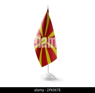 Small national flag of the Macedonia on a white background Stock Photo