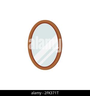 Mirror with oval frame isolated on white background. Stock Vector