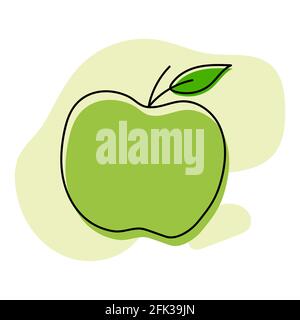 Vector apple icon in linear style with abstract shapes. Vector hand drawn illustration Stock Vector