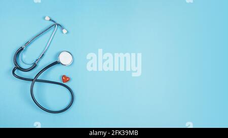 Phonendoscope on a blue background. Medical background Stock Photo